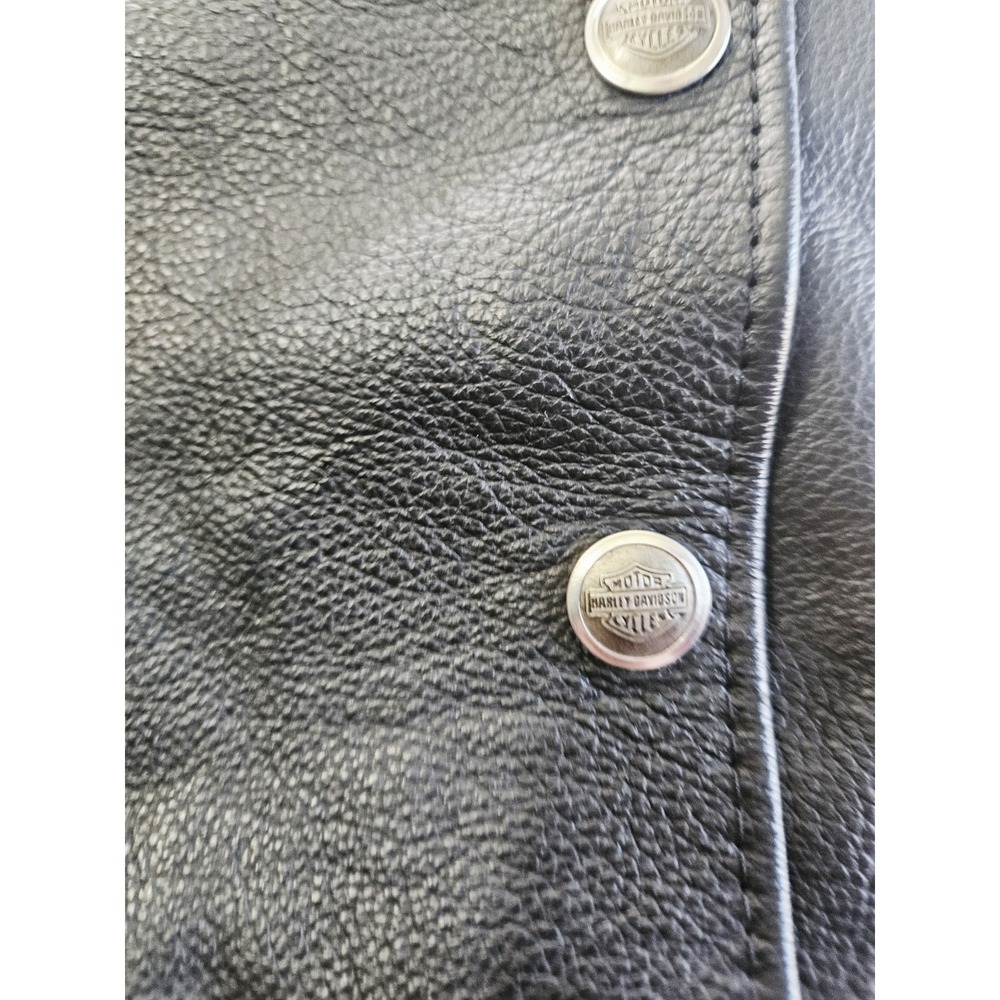 Vintage Harley Davidson Women's Black Leather Motorcycle Riding Chaps Size Small - Picture 2 of 13